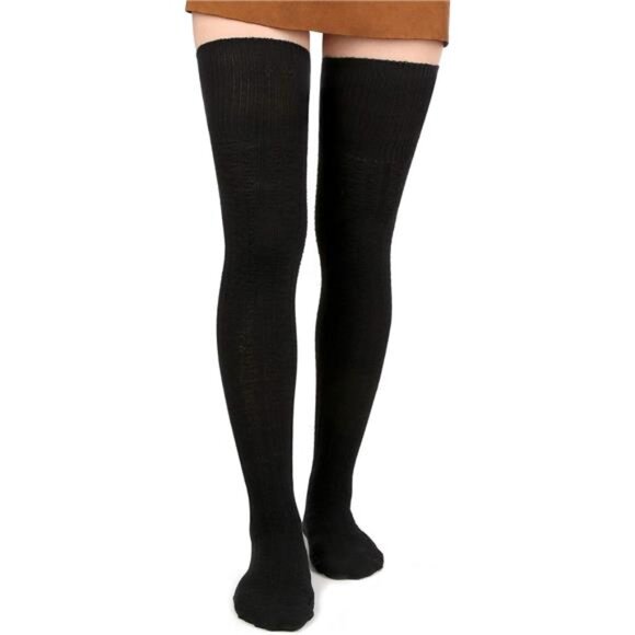 Women Thigh High Socks Extra Long Cotton Knit Warm Thick Tall Long Boot Stocking - Picture 1 of 7